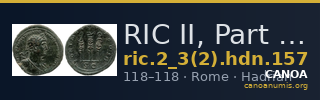 RIC II, Part 3 (second edition) Hadrian 157 — CANOA