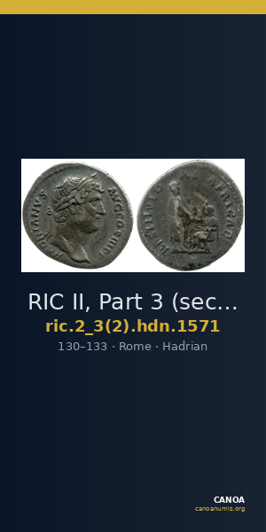 RIC II, Part 3 (second edition) Hadrian 1571 — CANOA