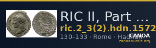RIC II, Part 3 (second edition) Hadrian 1572 — CANOA