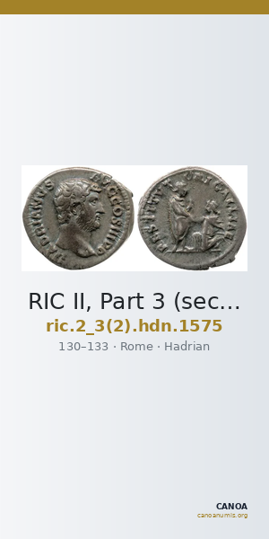 RIC II, Part 3 (second edition) Hadrian 1575 — CANOA