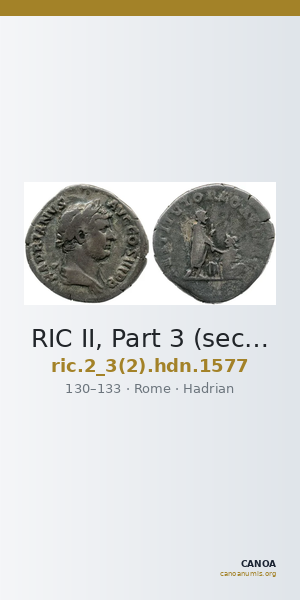 RIC II, Part 3 (second edition) Hadrian 1577 — CANOA