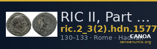 RIC II, Part 3 (second edition) Hadrian 1577 — CANOA