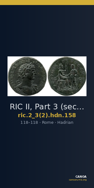RIC II, Part 3 (second edition) Hadrian 158 — CANOA