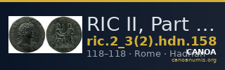 RIC II, Part 3 (second edition) Hadrian 158 — CANOA