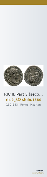 RIC II, Part 3 (second edition) Hadrian 1580 — CANOA