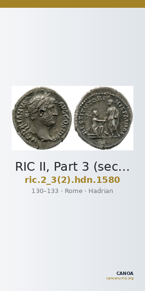 RIC II, Part 3 (second edition) Hadrian 1580 — CANOA