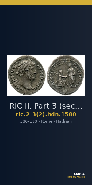 RIC II, Part 3 (second edition) Hadrian 1580 — CANOA
