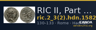 RIC II, Part 3 (second edition) Hadrian 1582 — CANOA