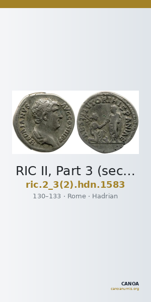 RIC II, Part 3 (second edition) Hadrian 1583 — CANOA