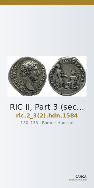 RIC II, Part 3 (second edition) Hadrian 1584 — CANOA
