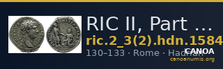 RIC II, Part 3 (second edition) Hadrian 1584 — CANOA