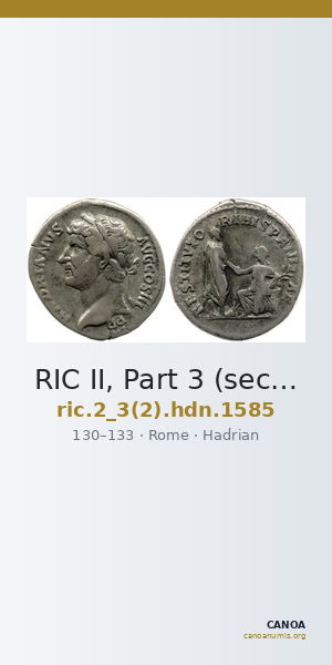 RIC II, Part 3 (second edition) Hadrian 1585 — CANOA