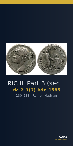 RIC II, Part 3 (second edition) Hadrian 1585 — CANOA