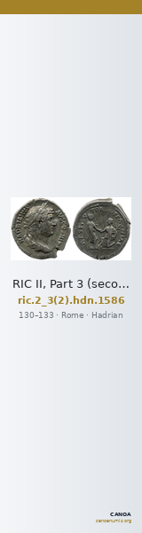 RIC II, Part 3 (second edition) Hadrian 1586 — CANOA
