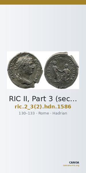RIC II, Part 3 (second edition) Hadrian 1586 — CANOA