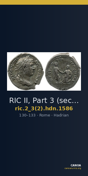 RIC II, Part 3 (second edition) Hadrian 1586 — CANOA