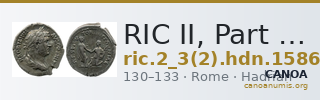 RIC II, Part 3 (second edition) Hadrian 1586 — CANOA