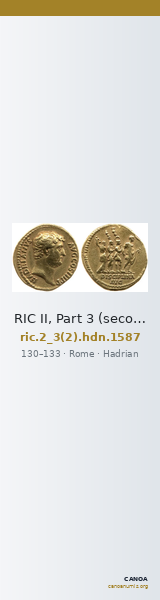 RIC II, Part 3 (second edition) Hadrian 1587 — CANOA