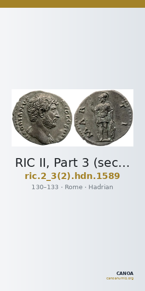 RIC II, Part 3 (second edition) Hadrian 1589 — CANOA