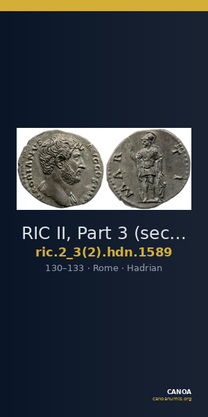 RIC II, Part 3 (second edition) Hadrian 1589 — CANOA