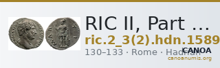 RIC II, Part 3 (second edition) Hadrian 1589 — CANOA