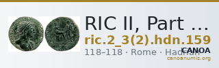 RIC II, Part 3 (second edition) Hadrian 159 — CANOA