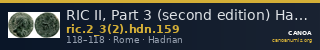 RIC II, Part 3 (second edition) Hadrian 159 — CANOA