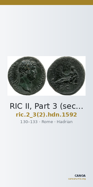 RIC II, Part 3 (second edition) Hadrian 1592 — CANOA