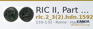 RIC II, Part 3 (second edition) Hadrian 1592 — CANOA