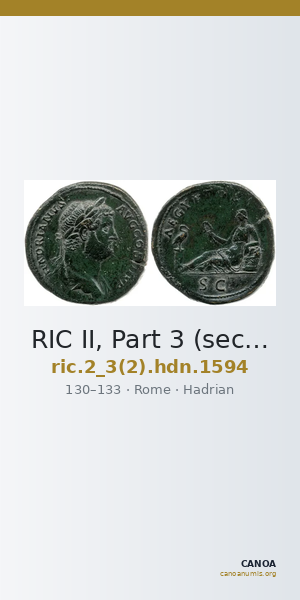 RIC II, Part 3 (second edition) Hadrian 1594 — CANOA