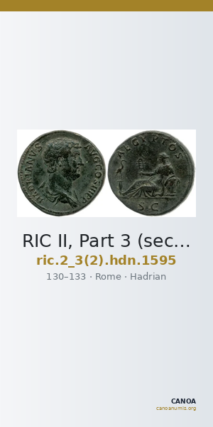 RIC II, Part 3 (second edition) Hadrian 1595 — CANOA