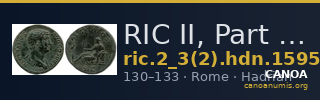 RIC II, Part 3 (second edition) Hadrian 1595 — CANOA