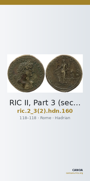 RIC II, Part 3 (second edition) Hadrian 160 — CANOA