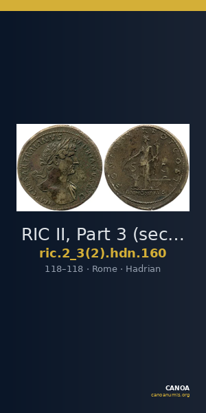 RIC II, Part 3 (second edition) Hadrian 160 — CANOA