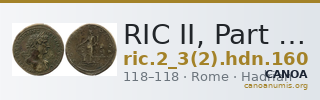 RIC II, Part 3 (second edition) Hadrian 160 — CANOA