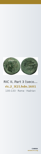 RIC II, Part 3 (second edition) Hadrian 1601 — CANOA