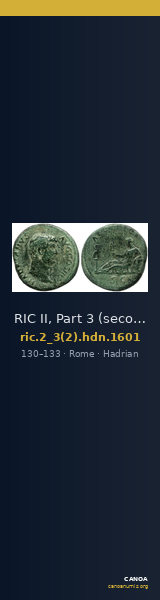 RIC II, Part 3 (second edition) Hadrian 1601 — CANOA