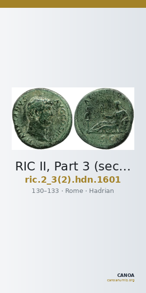 RIC II, Part 3 (second edition) Hadrian 1601 — CANOA