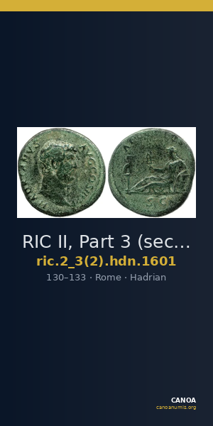 RIC II, Part 3 (second edition) Hadrian 1601 — CANOA