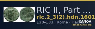 RIC II, Part 3 (second edition) Hadrian 1601 — CANOA