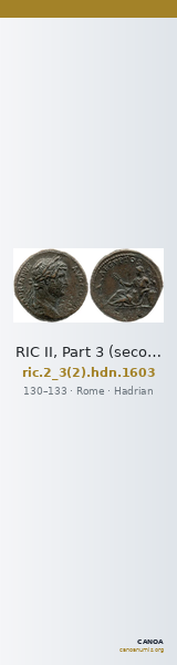 RIC II, Part 3 (second edition) Hadrian 1603 — CANOA