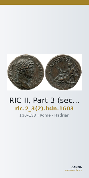 RIC II, Part 3 (second edition) Hadrian 1603 — CANOA