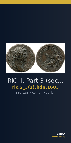 RIC II, Part 3 (second edition) Hadrian 1603 — CANOA