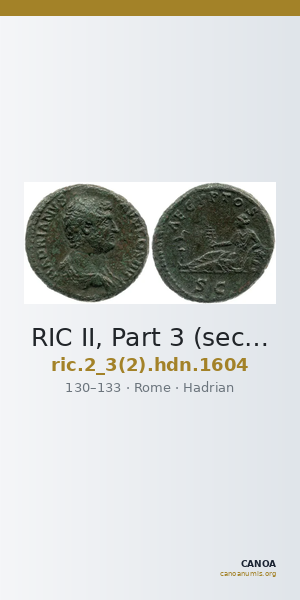 RIC II, Part 3 (second edition) Hadrian 1604 — CANOA