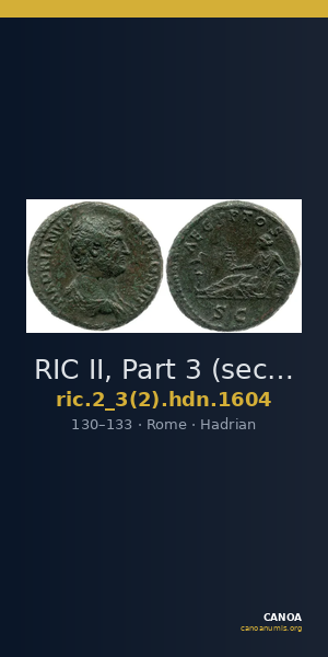RIC II, Part 3 (second edition) Hadrian 1604 — CANOA