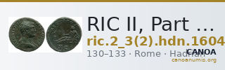 RIC II, Part 3 (second edition) Hadrian 1604 — CANOA