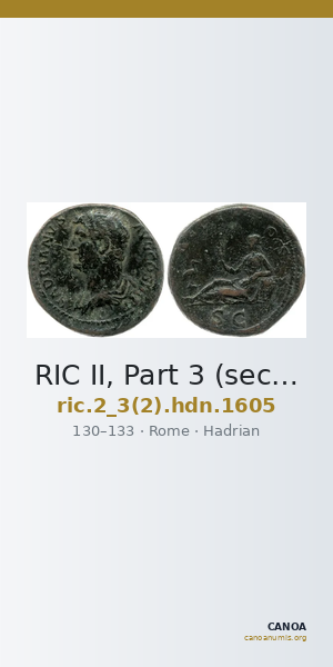 RIC II, Part 3 (second edition) Hadrian 1605 — CANOA
