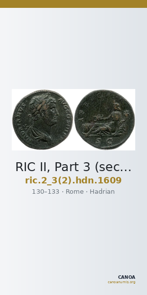 RIC II, Part 3 (second edition) Hadrian 1609 — CANOA