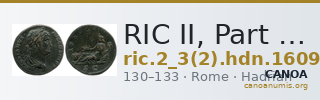 RIC II, Part 3 (second edition) Hadrian 1609 — CANOA