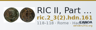 RIC II, Part 3 (second edition) Hadrian 161 — CANOA